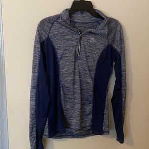 Long sleeve thin blue workout top